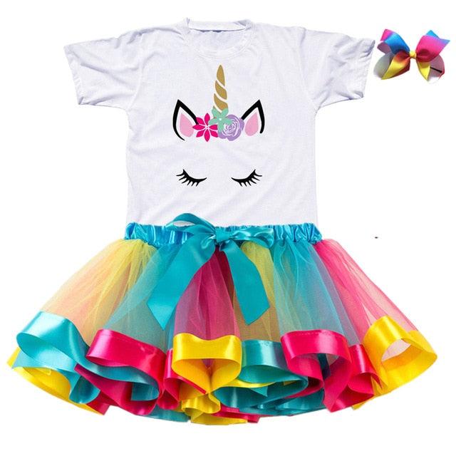 Baby Girls Fashion Unicorn Tees & Princess Skirt