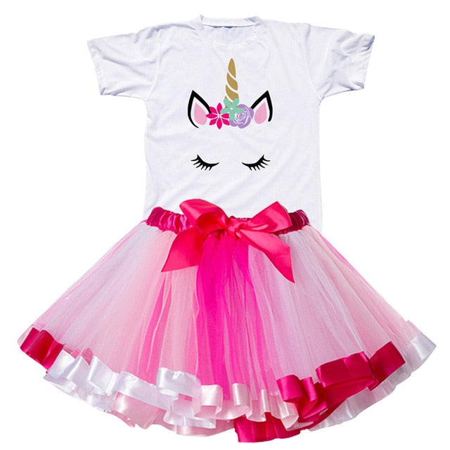 Baby Girls Fashion Unicorn Tees & Princess Skirt