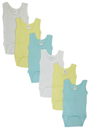 Blue,Yellow,White Boys Tank Top Onezies 6 Pack