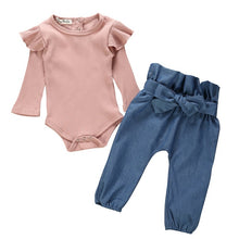 Baby Girl Clothes Ruffle Sleeve Bodysuit + Pants 2Pcs Outfit