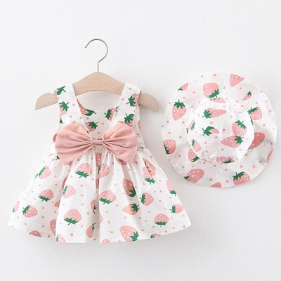 Summer Baby Girls Dresses with matching hats