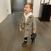 Lattice Children Fashion Coat Wool Coat