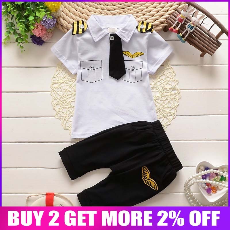 Pilot clothes Cute Suit Casual tshirt + shorts for boys