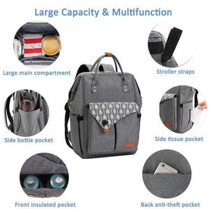 Grey Lekebaby Large Diaper Backpack