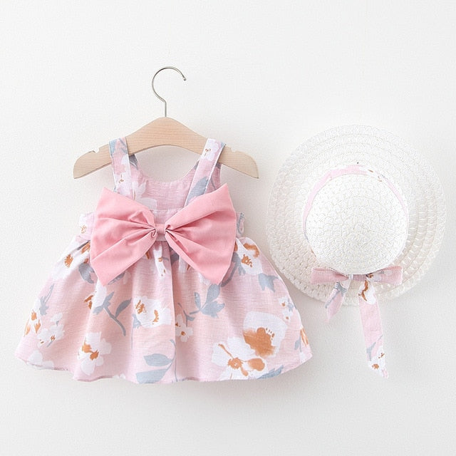 Summer Baby Girls Dresses with matching hats