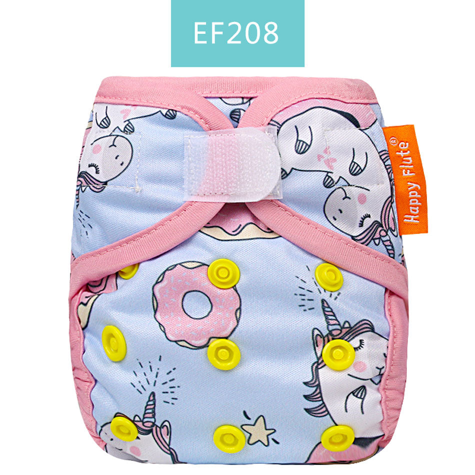 Happy Flute Newborn Tiny Diaper Cover Washable Baby Cover Cartoon Animal Adjustable Nappy Reusable Cloth Diapers Available