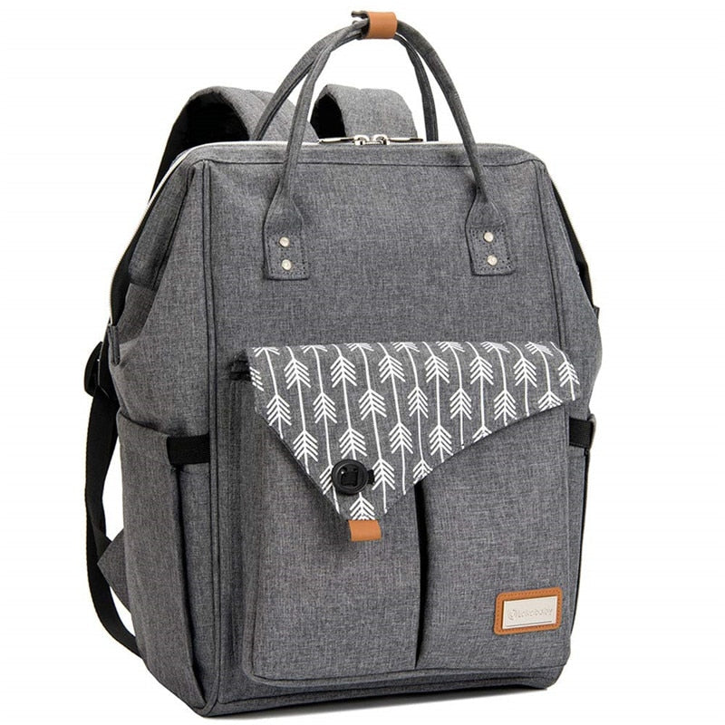 Grey Lekebaby Large Diaper Backpack