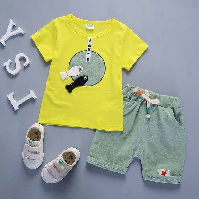 Summer Clothing 2pcs  Set Girls T-shirt + Overalls