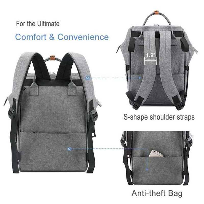 Grey Lekebaby Large Diaper Backpack