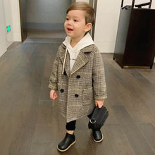 Lattice Children Fashion Coat Wool Coat