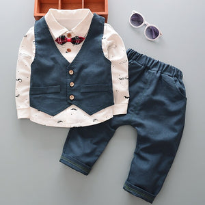 Spring boys 3pcs cotton clothing set for baby + toddler