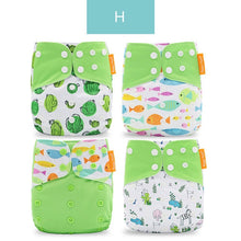 Happy flute 4pcs/set Washable Reuseable Eco-friendly Cloth Diaper 0-2year 3-15kg baby