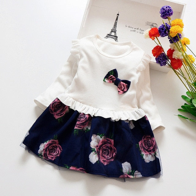 Toddler Girl Floral Dress with Bow