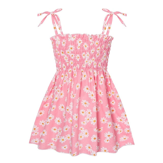 Baby Girl Dress Summer Braces Dresses Girls Cotton Print Floral Clothing