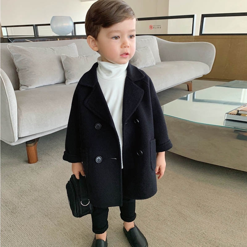 Lattice Children Fashion Coat Wool Coat