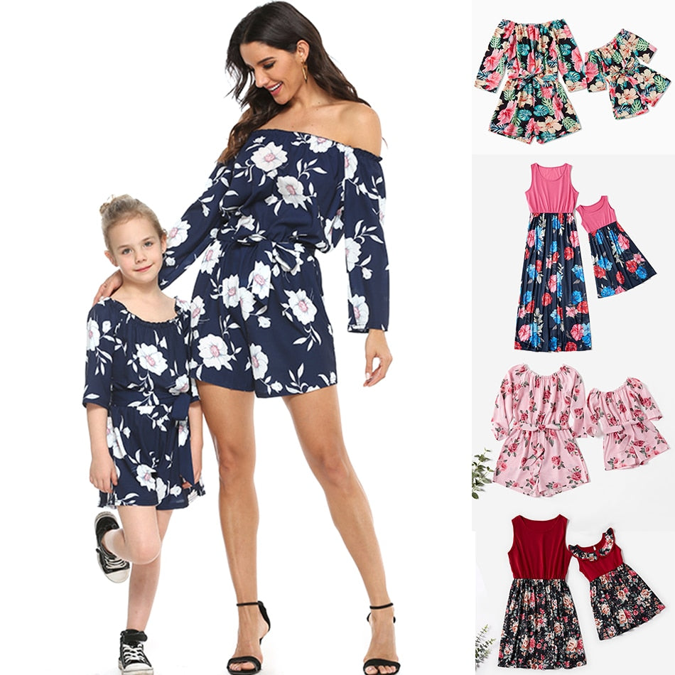 Mommy and me Matching Outfit - Romper + Maxi dress Sets