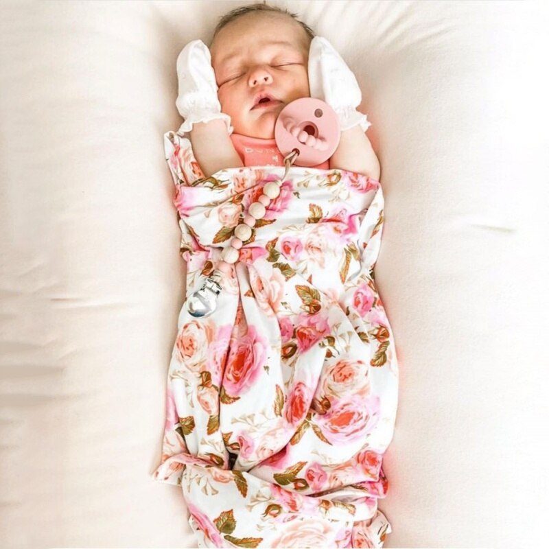 Newborn Receiving Baby Girl Swaddle Blanket Floral Set