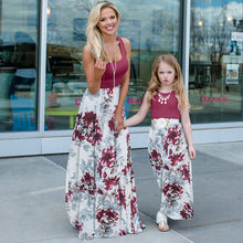 Mommy and me Matching Outfit - Red Floral Long Dress