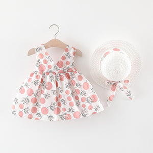 Summer Baby Girls Dresses with matching hats