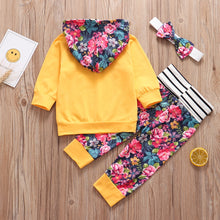 3Pcs Baby Girl Clothes Floral Fashion Hoodie Clothing Set