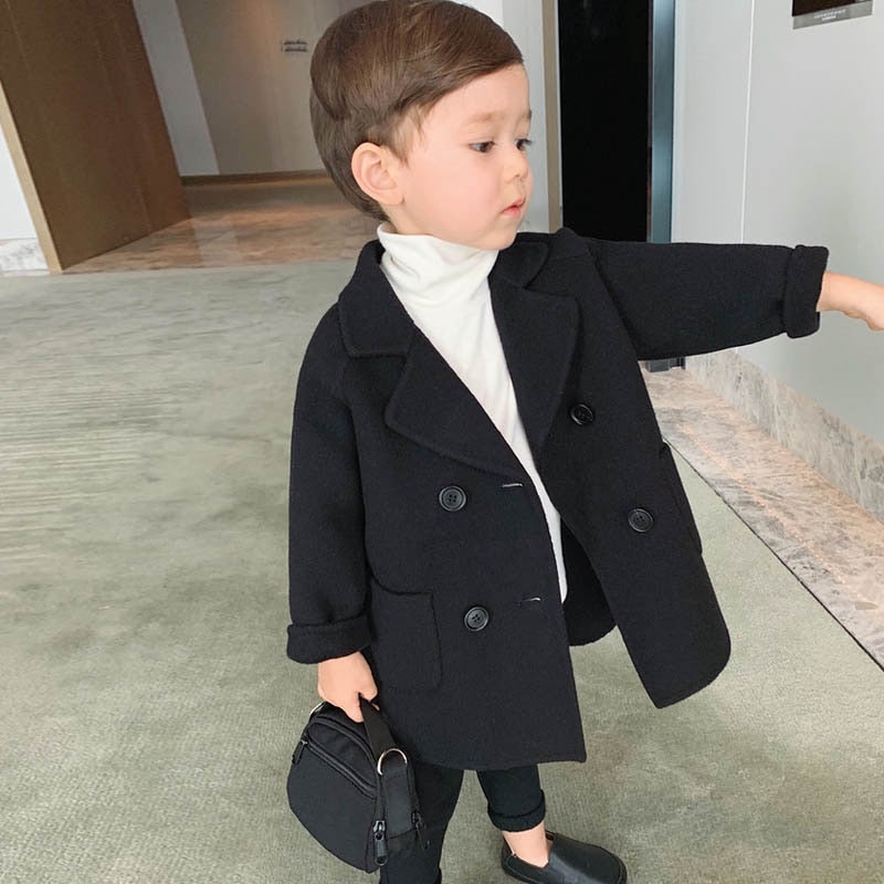 Lattice Children Fashion Coat Wool Coat