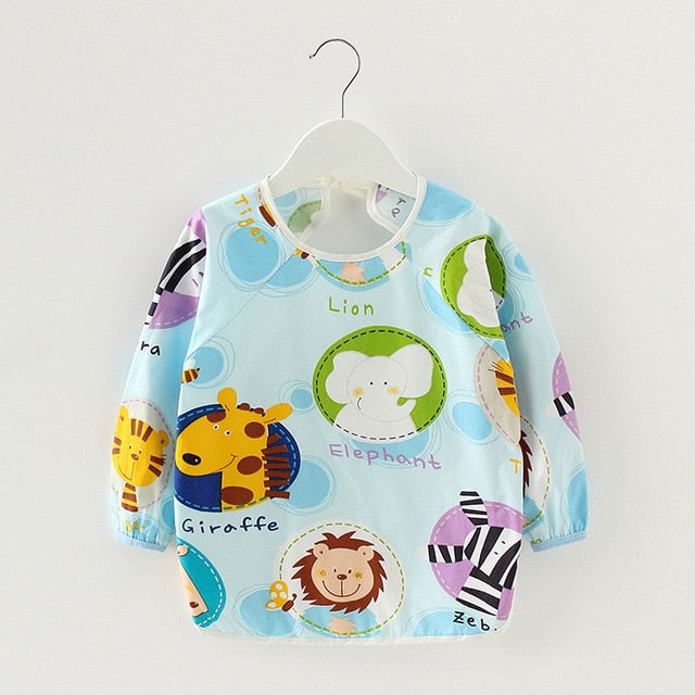 Long Sleeve Cotton Waterproof Baby Bibs / Drawing Apron