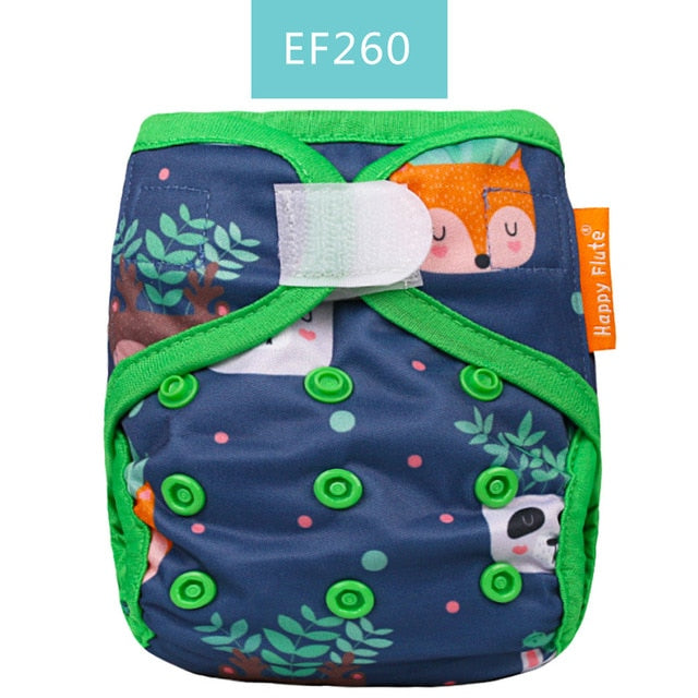 Happy Flute Newborn Tiny Diaper Cover Washable Baby Cover Cartoon Animal Adjustable Nappy Reusable Cloth Diapers Available