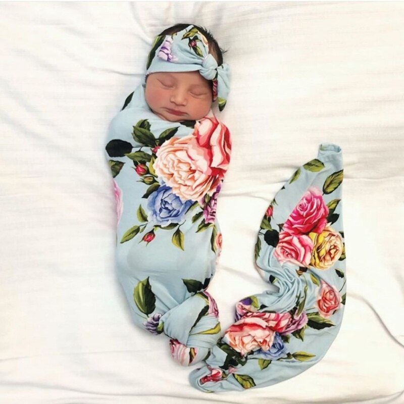 Newborn Receiving Baby Girl Swaddle Blanket Floral Set