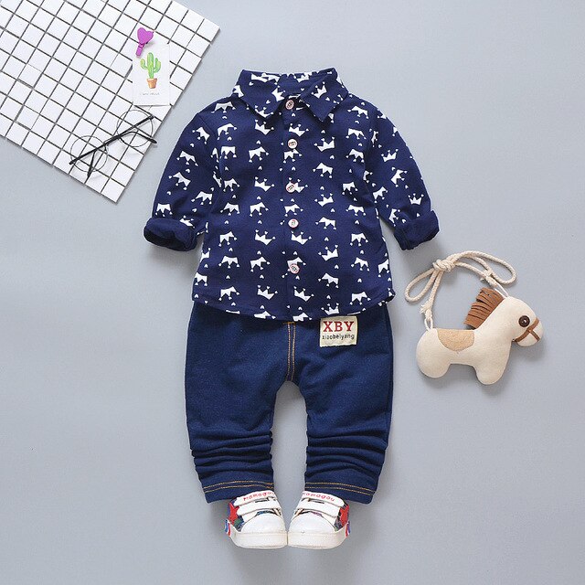 Spring boys 3pcs cotton clothing set for baby + toddler