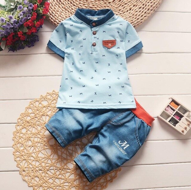 Summer Clothing 2pcs  Set Girls T-shirt + Overalls