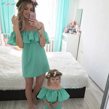 Mommy and Me Matching Outfits -   One Off Shoulder Mom and Daughter Dress Clothes