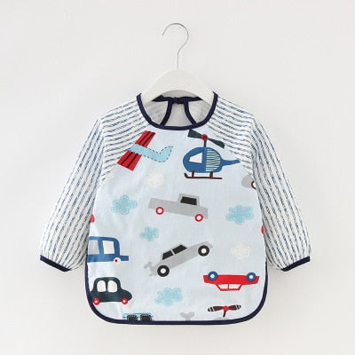 Long Sleeve Cotton Waterproof Baby Bibs / Drawing Apron