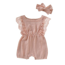 Baby Girl Rompers - Sleeve Solid Lace One-Pieces Design & Headband