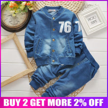 boys clothing set fashion denim & tracksuit set plaid tops +pants 1-4T