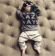 Baby Boy Fashion Cotton Long-sleeved Letter T-shirt + Pants 