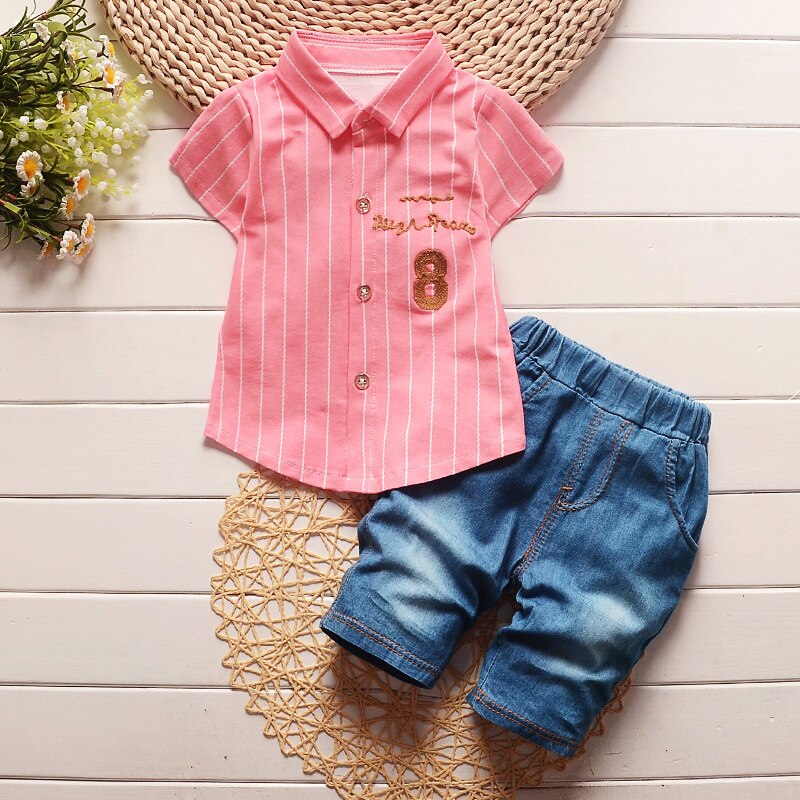 Summer  clothing sets with denim pants 1-4T