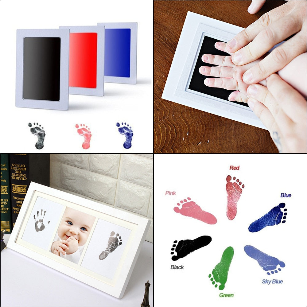 Footprint + Handprint Imprint Kit Baby Ink Pad Storage Memento Kit