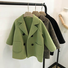 Lattice Children Fashion Coat Wool Coat