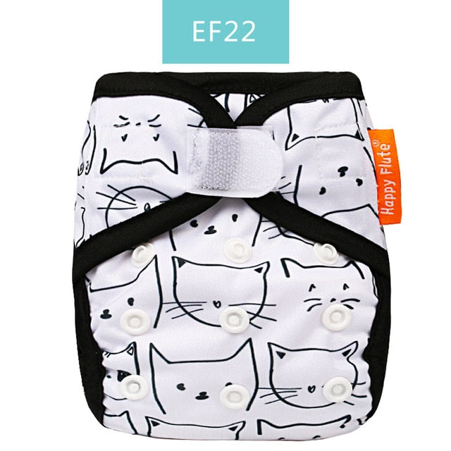 Happy Flute Newborn Tiny Diaper Cover Washable Baby Cover Cartoon Animal Adjustable Nappy Reusable Cloth Diapers Available