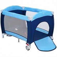 Foldable Baby Crib Playpen w/ Mosquito Net and Bag-Blue - Color: Blue