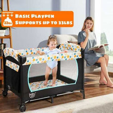 4-in-1 Convertible Portable Baby Playard with Changing Station-Blue - Color: Blue