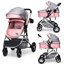 Pink 2 in 1 High Landscape Convertible Reversible Bassinet Pram