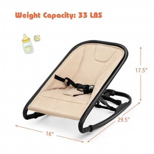 2-in-1 Adjustable Baby Bouncer and Rocker-Beige - Color: Beige