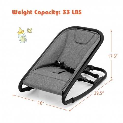 2-in-1 Adjustable Baby Bouncer and Rocker-Gray - Color: Gray