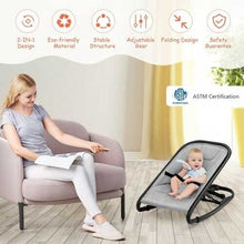 2-in-1 Adjustable Baby Bouncer and Rocker-Gray - Color: Light Gray