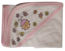 Hooded Towel With Pink Binding And Screen Prints