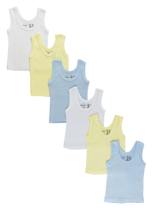 Blue,Yellow,White Boys' Six Pack Pastel Tank Top