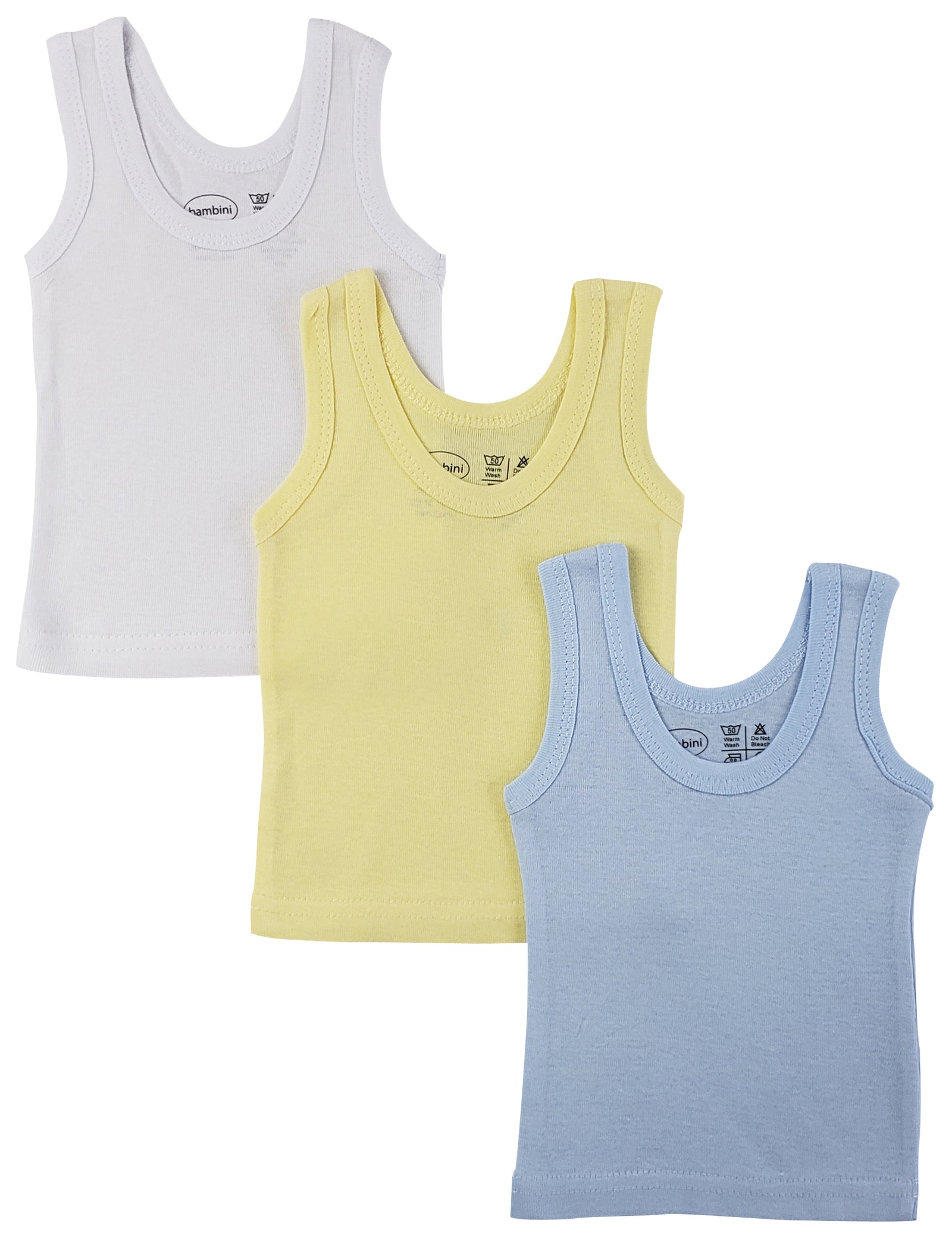 Blue,Yellow,White Boys Pastel Tank Top 3 Pack