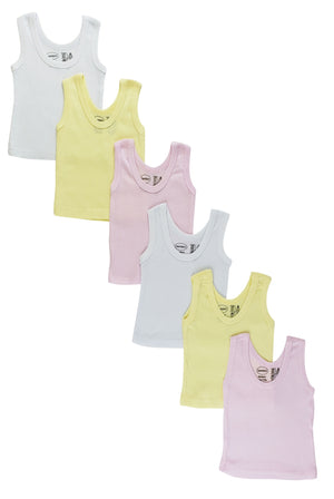 Pink,Yellow,White Girls's Six Pack Pastel Tank Top