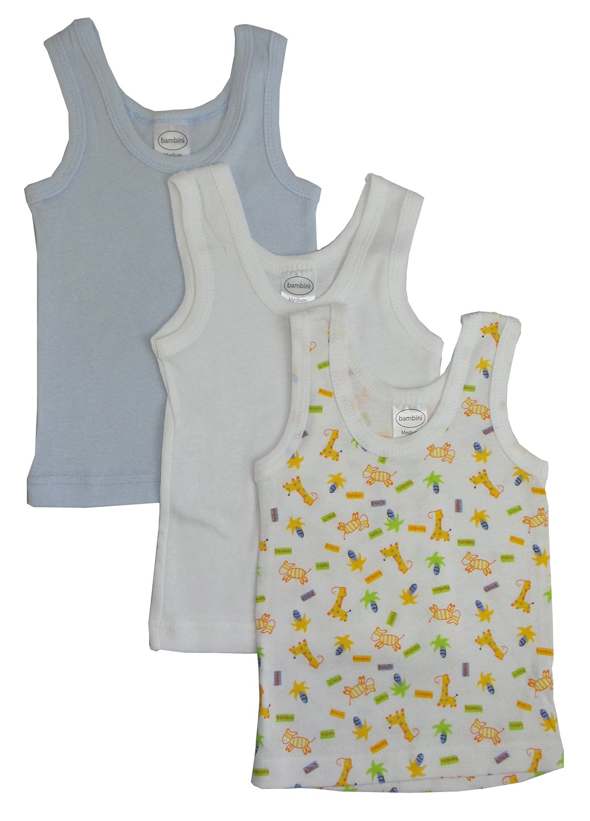 Blue,White,Print Boys Printed Tank Top Variety 3 Pack